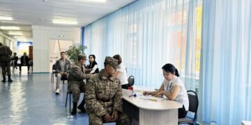 В городе Семей около 400 военнослужащих Национальной гвардии одними из первых приняли участие в республиканском референдуме