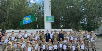 В Маканчинском пограничном управлении состоялась торжественная церемония проводов и встречи призывников