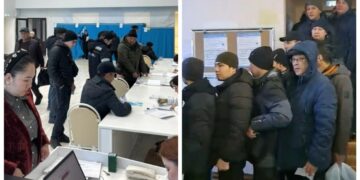 Жители области Абай, Костанайской и Мангистауской областей выстраиваются в очереди, чтобы проголосовать на референдуме