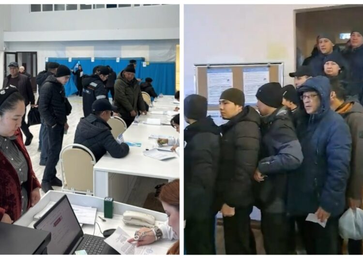 Жители области Абай, Костанайской и Мангистауской областей выстраиваются в очереди, чтобы проголосовать на референдуме